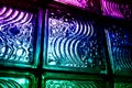 Pattern of colorful glass block wall Royalty Free Stock Photo