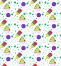 Pattern with colorful ice cream, cupcake, lollipop and circles Royalty Free Stock Photo