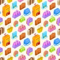 Pattern of colorful isometric bags Royalty Free Stock Photo