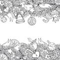 Pattern for coloring book for adult and children. New Year and Christmas hand drawn decorative elements. vector eps 8. Royalty Free Stock Photo