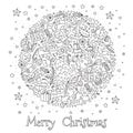 Pattern for coloring book. Christmas hand-drawn decorative elements in vector. Royalty Free Stock Photo