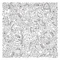 Pattern for coloring book. Christmas hand-drawn decorative elements Royalty Free Stock Photo