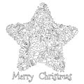 Pattern for coloring book. Christmas hand-drawn decorative elements in vector. Royalty Free Stock Photo