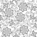 Pattern for coloring book. Henna Mehendy Tattoo Doodles Seamless