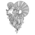 Pattern for coloring book. Ram's head. Royalty Free Stock Photo