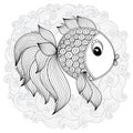 Pattern for coloring book. Vector Cute Cartoon Fish. Royalty Free Stock Photo