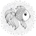 Pattern for coloring book. Vector Cute Cartoon Fish. Royalty Free Stock Photo