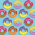 Pattern Colourful Donuts Vector