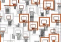 Of overlapping basketball backboards and hoops, depicted in a Royalty Free Stock Photo