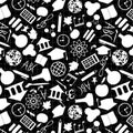 Seamless pattern Welcome back to school on the black background. Learning concepts.