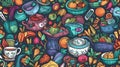 pattern, continuous, colorful, illustration for a cool background