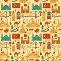 Pattern of country Turkey culture and traditional symbols. Seamless background