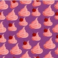 Pattern cream on pink background