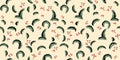 Pattern of creative floral monogram and abstract tiny branches berries. Christmas vintage seamless background. Vector hand drawn.