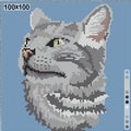 Pattern for cross stitch or knitting - gray cat portrait Royalty Free Stock Photo