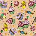 Pattern with cupcake and candy