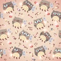 Pattern with cute abstract flying cats Royalty Free Stock Photo