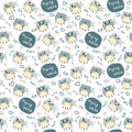 Pattern with cute abstract flying cats Royalty Free Stock Photo