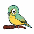 Pattern Cute bird flying illustration drawing color and yellow and speaking drawing illustration white background Royalty Free Stock Photo