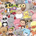 Pattern with Cute Cartoon Animals Royalty Free Stock Photo