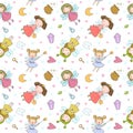 Pattern with cute cartoon fairies. Fairy elves. Childrens illustration. tooth Fairy