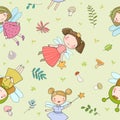 Pattern with cute cartoon fairies. Fairy elves. Childrens illustration. tooth Fairy