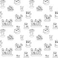 Pattern of cute cartoon hand-draw cactus