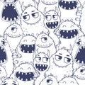 Pattern with cute cartoon monsters. Royalty Free Stock Photo