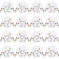 Pattern cute cats flowers