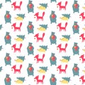 Pattern with cute Chtistmas animals