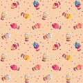 Pattern with a cute cupcakes