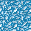 Pattern with cute dolphins.