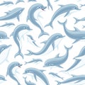 Pattern with cute dolphins.