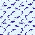 Pattern with cute dolphins.