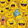 pattern of cute, doodle-style cartoon monsters Royalty Free Stock Photo