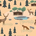 Pattern with cute forest animals. Royalty Free Stock Photo