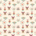 Pattern of cute forest elements heads animals