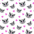 Pattern with a cute gray cat. Pattern Royalty Free Stock Photo