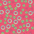 Pattern with cute leaves in red color