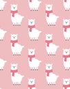 Pattern with cute llama, valentine print