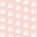 Pattern with cute white rabbits.