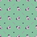 Pattern with dalmatian dogs, footprints and dog bones Royalty Free Stock Photo