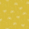 Seamless vector pattern with hand drawn doodle dandelions. Background with delicate airy flowers Royalty Free Stock Photo