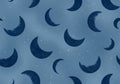 Pattern of dark blue crescent moons on a lighter blue background, Royalty Free Stock Photo