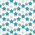 Pattern with dark blue flowers on the white background Royalty Free Stock Photo