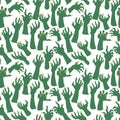A pattern of dead man's hands, zombie hands trying to grab each other. Attacking green hands. It is well suited for Royalty Free Stock Photo