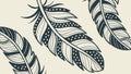 Pattern of Decorative Feathers, Artistic Natural Design, vector design Generative AI Royalty Free Stock Photo