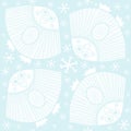 Pattern with decorative owls and snowflakes
