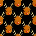 Pattern deer Rudolf new year illustration set Royalty Free Stock Photo