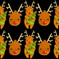Pattern deer Rudolf new year with tree Royalty Free Stock Photo